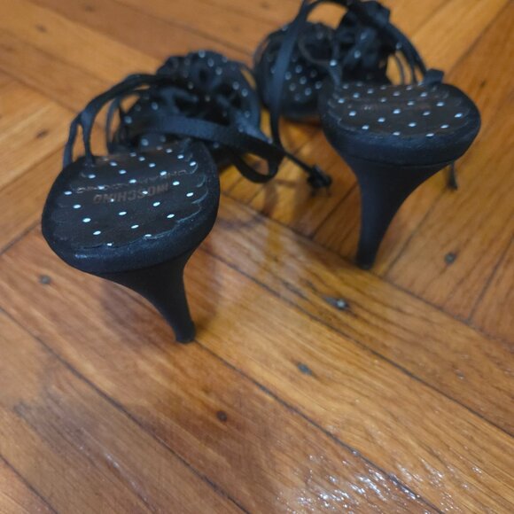 Rare Vintage 1990s Moschino Embellished Ribbon and Gem Black Sandals - Picture 8 of 8